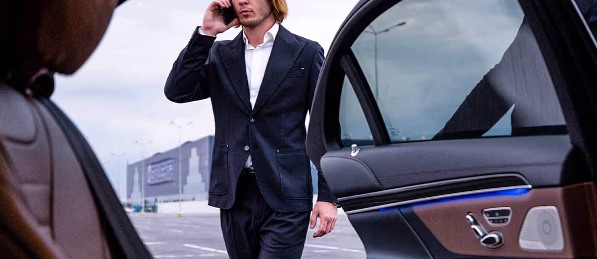 client getting picked up from private aviation